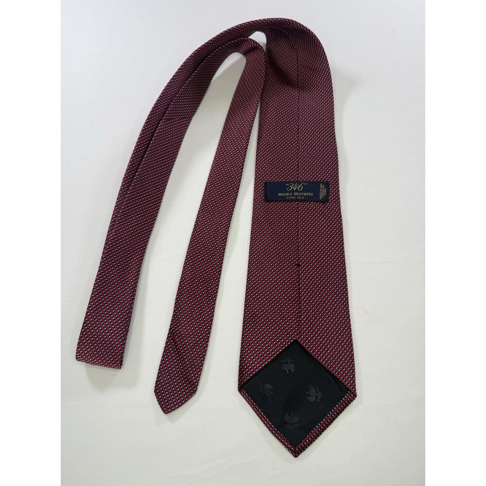 Brooks Brothers 346 Silk Geometric Woven Tie Red Blue White Mens One Size - Picture 3 of 6